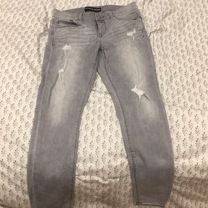 Express gray distress jean leggings